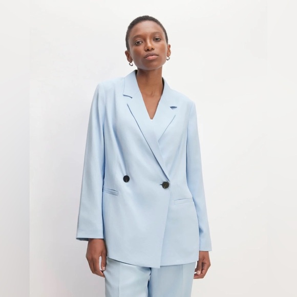 Everlane Jackets & Blazers - Everlane Light Blue Double Breasted Career Relaxed Fit Blazer Size 6